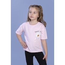 Toontoy Kids Toontoy Kız Çocuk Papatya Desenli Sweet Girls Baskılı Tişört Pembe