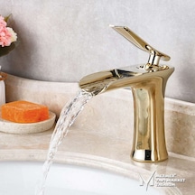 Kısa Şelale Lavabo Bataryası Altın
