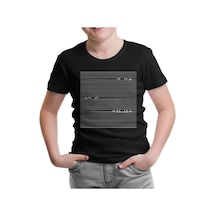 Pencere Çizgi Siyah Çocuk Tshirt