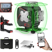 Kobb Kbl36g Prof Li-ion Şarj 4x360⁰ Lcd Ekran Oto Hiza Yeşil Çapraz Çizgi Lazer Dist.uk Taşıma Çanta
