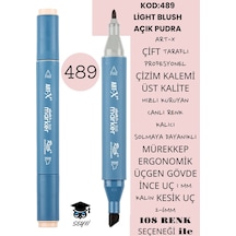 Çift Taraflı Profesyonel Çizim Kalemi Kalıcı Mürekkep Üçgen Gövde İnce Uç 1 Mm Kesik Uç 2-6mm Sketch 489-açık Pudra