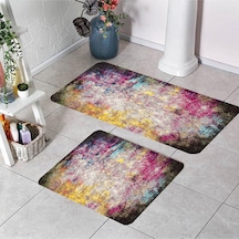 Rovigo Home Baskılı Kaymaz Taban 2 Li Banyo Paspas Takım Rvg5160-100X60-60X50 Çok Renkli