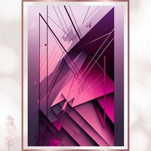 Pembe Geometrik Neon Pvc Tablo - Cyber Stil Modern Pvc Tablo