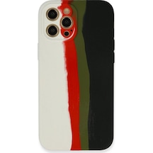 Mey İthalat Apple Uyumlu iPhone 12 Pro Max Kılıf Ebruli Lansman Silikon - Beyaz-siyah