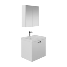 Karen Banyo Mimoza 60 Cm Lavabolu,aynalı Banyo Dolabı Seti,komple Mdf Seramik Lavabo Dahil,mdf Beyaz