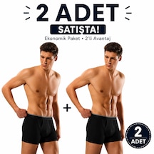 Erdem Erkek Siyah Pamuk 2 Adet Klasik Boxer Kutulu- 1445sw