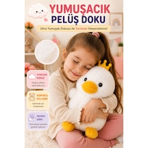 23 Cm Taçlı Beyaz Civciv Peluş Oyuncak Yumuşak Dolgulu Sevimli Çocuk Oyun Arkadaşı Dekor