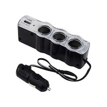 Oto Çakmaklık Çoğaltıcı 3'lü Çakmak Soketi 1 Usb Girişi
