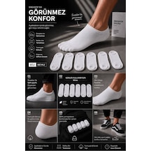 Ask Erkek 6'lı Beyaz Görünmez Sneaker Çorap Beyaz