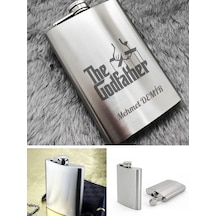 Kişiye Özel God Father 9 Oz Çelik Cep Matarası 266 Ml İçecek Cep Matarası Babaya Hediye Metalik