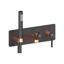 Gpd Kombine Ankastre Banyo Bataryası 3 Yönlü Siyah-Rosegold Mka165-S Siyah