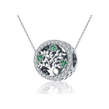 S925 Ayar Gümüş Hayat Ağacı Boncuk Aksesuarları Elmas Kolye Aksesuarları, Stil: Boncuk Zinciri Çok Renkli