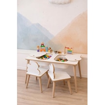Montessori Çocuk Masası-oyun Masası-aktivite Masası-etkinlik Masası Takımı 2 Bulut Sandalye Beyazblt Beyaz