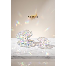 Chacha Home Oceana Pearl 2'li Kristal İncili İstiridye Obje Seti 9x7 Cm & 7x5 Cm - Lüks Cam Dekoratif Masa Üstü Biblo Şeffaf