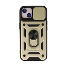 Apple iPhone Uyumlu , 14 Kılıf Pars Lens Yüzüklü Silikon - Gold