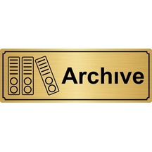 Altın Renk Metal Archive Yönlendirme Levhası 7cmx20cm