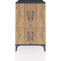 Hyperion Komodin 3 Raflı 4 Kapaklı 60x44x96 Antrasit-çam Antrasit