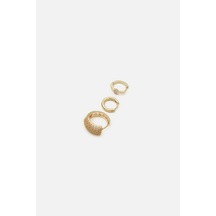 Hacimli Pave Set Küpe Gold