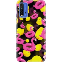 Xiaomi Redmi 9T Kılıf Desenli Flamingolar Ördekler 1638 Siyah