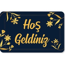 Hoş Geldiniz Yazılır Dekoratif Dış Kapı Önü Ve Iç Mekan Paspası Yıkanabilir Lacivert