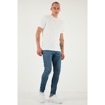 Buratti Streç Pamuklu Slim Fit Normal Bel Dar Paça Jeans Erkek Kot Pantolon 1115S60Napoli Mavi