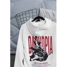 Macklin Unisex Kadın Erkek Battle With Medusa Ön Arka Baskılı Özel Tasarım Baskılı Kapşonlu Sweatshirt Beyaz Mck1532 Beyaz