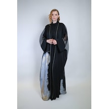 Crystalia Özel Işıltılı Jakar Kumaş Ve İç Elbiseli Sendi Kumaş İkili Takım Abaya Çok Renkli