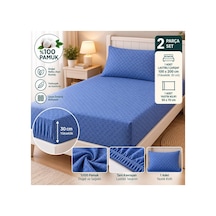 Slc Home %100 Pamuk Kumaş 100 X 200 Cm Lastikli Çarşaf 1 Adet Yastık Kılıflı Tek Kişilik 2li Set İndigo Mavisi - 939641234 İndigo Mavisi