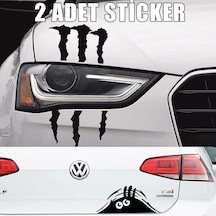 Peugeot Oto Sticker Bagaj Bakan Göz Far Pençe Canavar Sticker