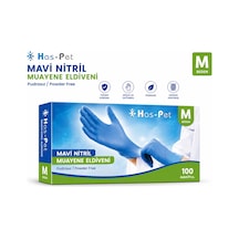 Haspet Nitril Muayene Eldiveni 100'lü M Orta Boy Mavi