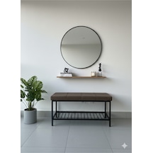 Özcan Metal Metal Ayaklı Raflı Bench Puf Bank Antre Mutfak Salon Yatak Odası Puf Bank 105 40 Kahverengi