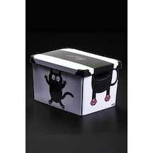 Style Box Meow Desenli 20 L Dekoratif Saklama Kutusu Çok Renkli