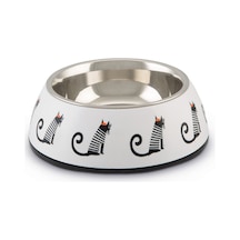 Beeztees Kedi Mama Su Kabı, Paslanmaz Çelik, Beyaz, 14x4,5cm, 160ml