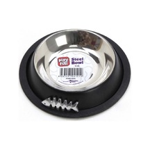Playfull Balık Desenli Siyah Çelik Mama ve Su Kabı 8 Oz PFMK-4101