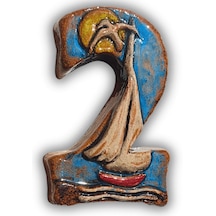 El Yapımı Deniz Temalı Seramik Kapı No.2 - 8x13 Cm - Akdeniz/ege Ruhu - Dekoratif Ev, Villa, Site Girişi, Dış Mekan Ve Apartman Girişi -