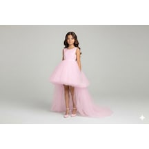 Star Kids Fashion Kız Çoçuk Pembe Kuyruk Detalı Elbise, Kız Çocuk Mezuniyet Elbisesi