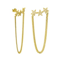 Zincir Yıldız Küpe 717068 Gold Gümüş