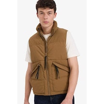 Defacto Regular Fit Fermuarlı Cepli Şişme Yelek E8291AX25AU Kahve
