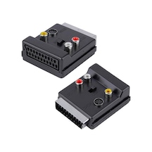Scart Erkek Di Şi - Rca - S-vi Deo Anahtarli Çi Ft Yönlü Av Görüntü Ses Çevi Ri Ci Adaptör 21 Pi N
