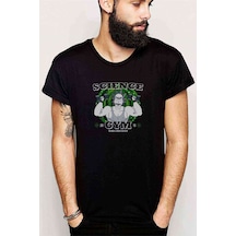 Rick Science Gym Baskılı Siyah Erkek Tshirt