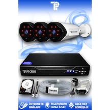 Picam 3 Kameralı Uzay 3 Dış Kamera Set 1 TB HDD Full HD Gece Görüşlü Güvenlik Kamerası Sistemi
