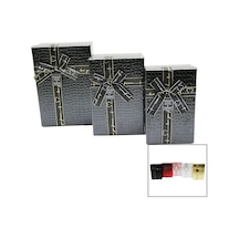 3 Lü Dikdörtgen Deri Desenli Hediye Kutusu Go5060gok120451 Çok Renkli