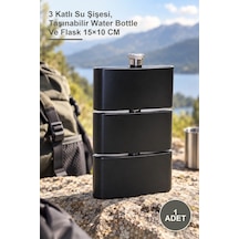 1 Adet Paslanmaz Çelik Matara 3 Katlı Su Şişesi, Taşınabilir Water Bottle Ve Flask 15 10 Cm
