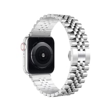 Forzacase Apple Watch 10 46mm İle Uyumlu Rolex Tasarım Metal Kordon Kayış - Fc878 Gümüş
