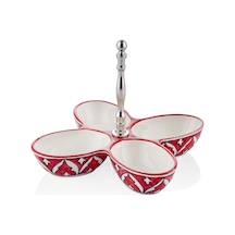 The Mia Corallo Çerezlik Kırmızı 4 Bölmeli 28x28x21 Cm