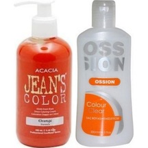 Jeans Color Saç Boyası Turuncu 250 ml Ve Ossion Saç Boya Temizleyicisi 200 ml 869900100972425