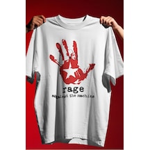 Rage Against The Machine Rock Metal Müzik Grubu Baskılı Unisex Ov Beyaz