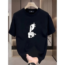 Wear Vexel Kadın T-shirt Bisiklet Yaka Kısa Kol Baskılı Tişört - Siyah Siyah