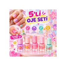 5'li Soyulabilir Oje Seti Çocuklar İçin Parlak Renkler 5li Set - 928036211 Diğer