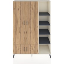 Hyperion Dolap 6 Raflı 4 Kapaklı Tek Askılı 132x44x195 Aytaşı-çam/antrasit Atlas Çam/antrasıt